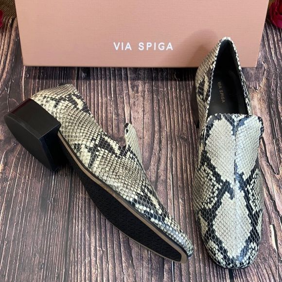 VIA SPIGA Snakeskin Leather Baudelaire Loafer 9M - Picture 1 of 8